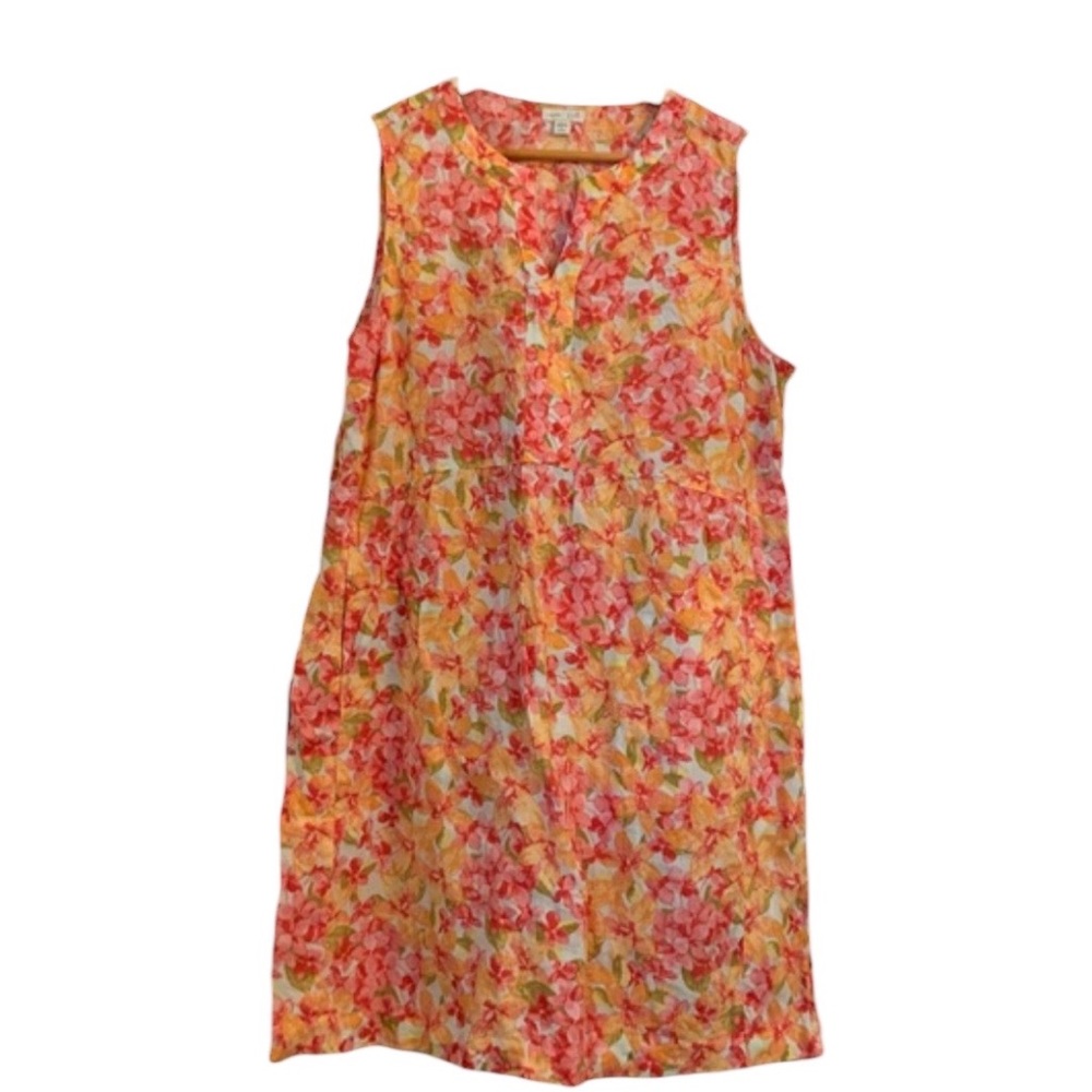 J. Jill Floral Midi Dress in Yellow and Pink